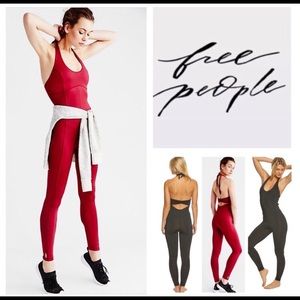 Free People Red Athletic Jumpsuit